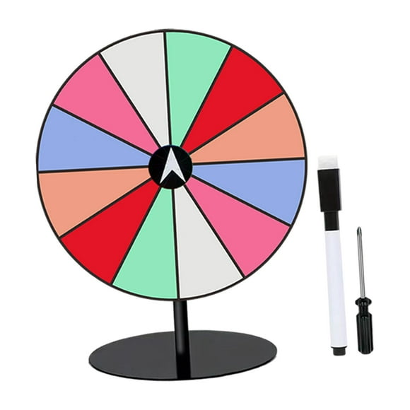 segolike Tabletop Prize Turntable Set Prize Turntable with Erasable Pen Lucky Draw Roulette Wheel for Pub Party Promotional Activities SquareBaseLightColor