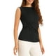 thumbnail image 4 of INSPIRAR CHIC Blusas sin mangas con nudo frontal para mujer, cuello redondo, casual, talla XS, color negro, 4 of 6