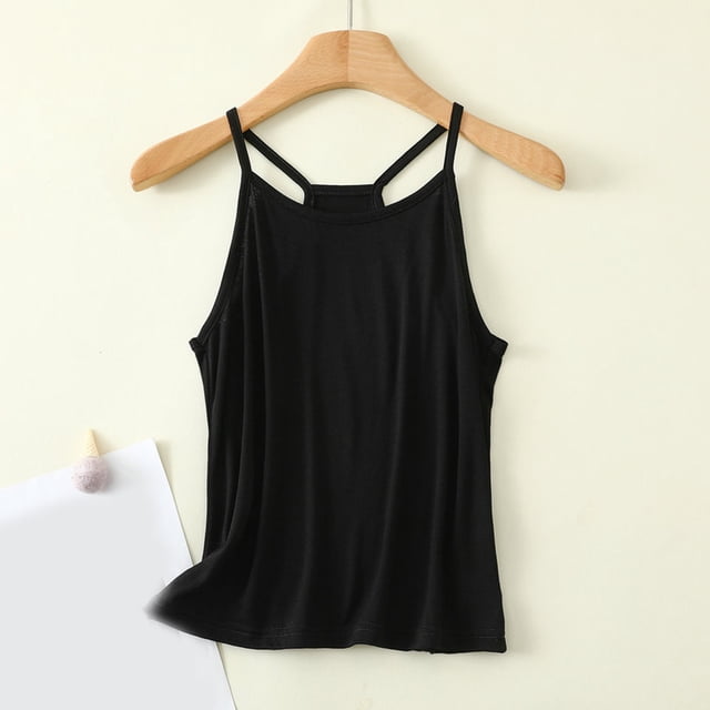 Qertyioot Camisole T-Shirt en Dentelle Ample d'Été pour Femme, Unie, Col Rond, Sans Manches