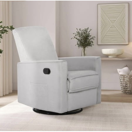 Evolur Raleigh Nursery Glider Recliner and Rocking Chair in Gray, 360° Swivel Motion, Multiple Recline Positions, Easy to Clean, FSC and Greenguard Gold Certified