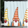 thumbnail image 3 of Ambesonne Christmas Themed Shower Curtain, Cartoon Xmas Gnome, 69"Wx70"L, Soft Blue White Vermilion, 3 of 4