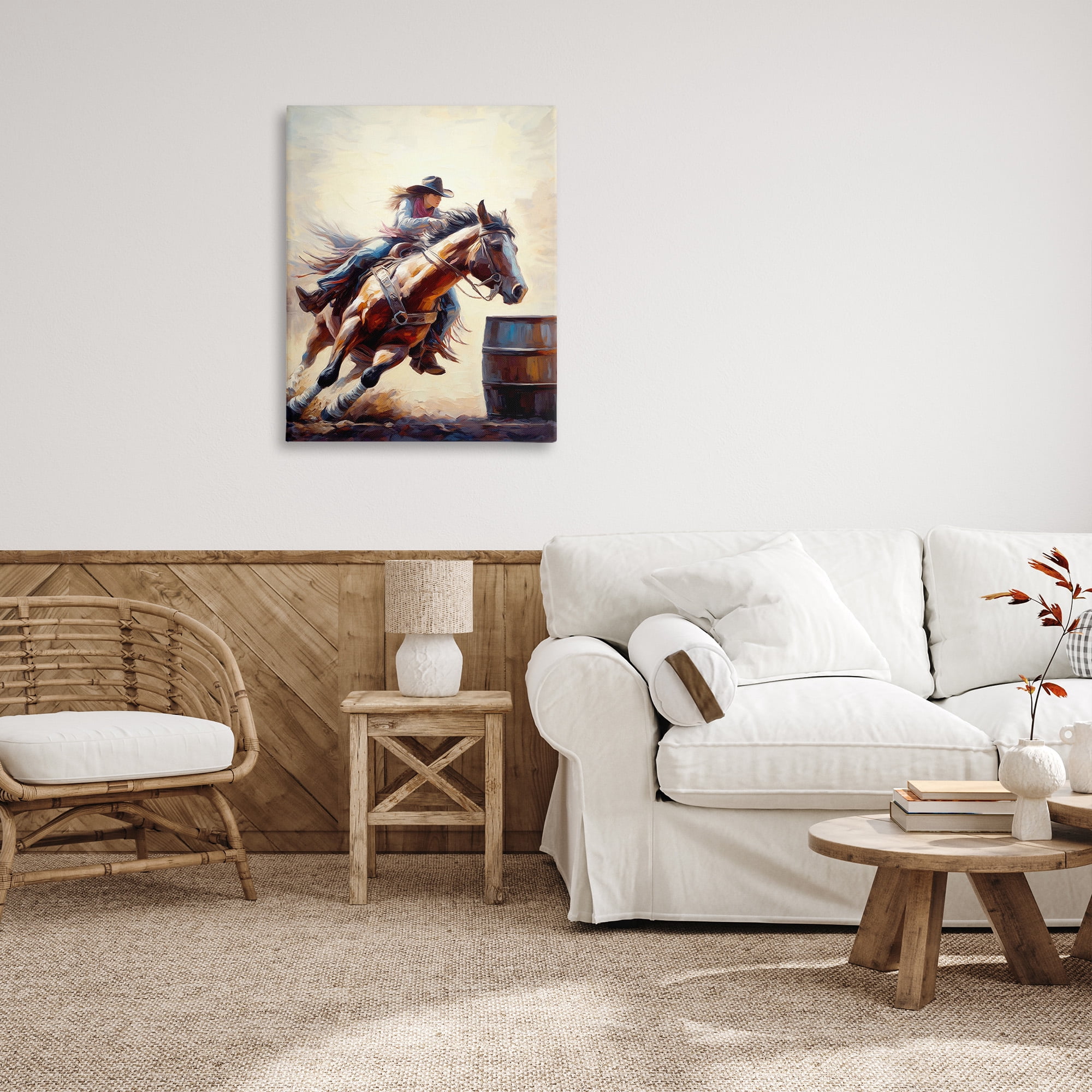 Stupell Industries Galloping Jockey Girl Animals & Insects Painting Gallery Wrapped Canvas Art Print Wall Art, 30 x 40