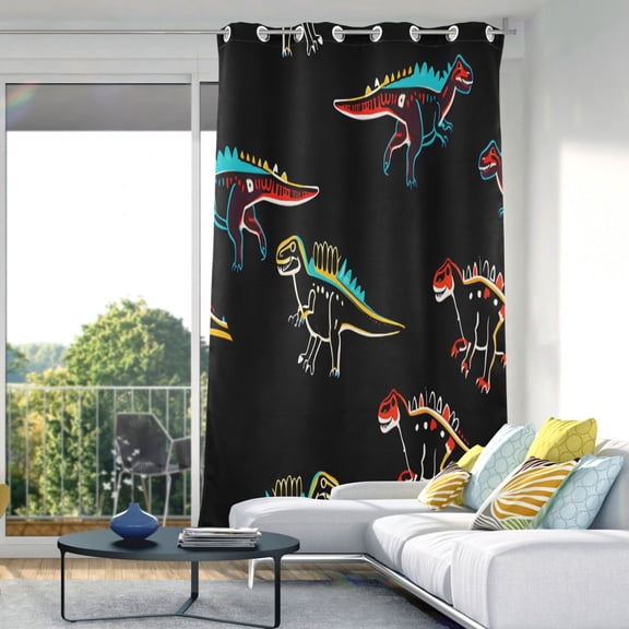Dinosaur-a2 Blackout Curtains 84"x52" Thermal Insulated Curtain 1 Panel