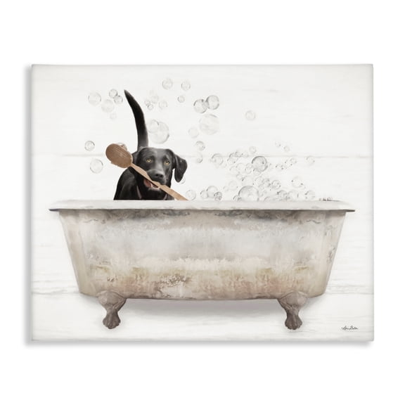 Stupell Industries Rustic Lodge Labrador Dog Bubble Bath Canvas Art, 20 x 16, by Lori Deiter