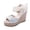 White, variant on Miqool Women's Platform Wedge Heel Summer Casual Chic Peep Toe Open Toe Sequin Bowknot Thick Sole Fish Mouth Dress Shoes