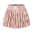 thumbnail image 4 of Mini Skirts for Women Plaid Pleated Skirts Cute Comfortable Summer Loose Womens Short Skirt Light Pink XL, 4 of 7