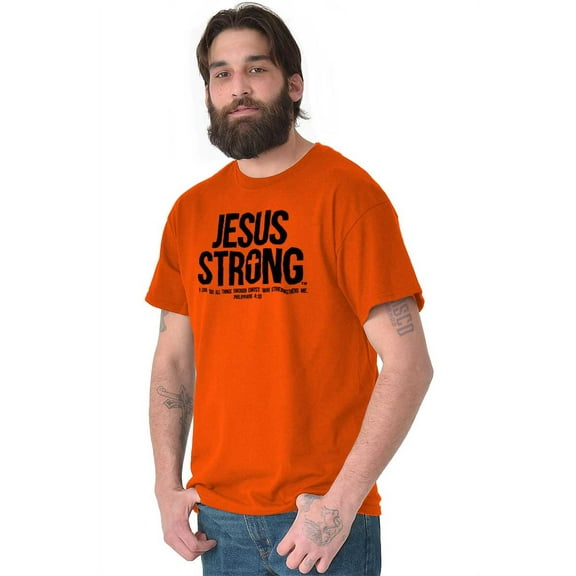 Jesus Strong Philippians 4:13 Bible Plus Size Crewneck Graphic Tee Shirt Brisco Brands 2X