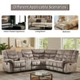 thumbnail image 6 of Bonzy Home Reclining Chair Sofa with Center Console, Hidden Storage & Cup Holders 5‑Seat Couch for Living Room & Meeting Room Camel, 6 of 7