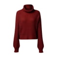 thumbnail image 5 of Women's Fashion Knitted Cropped Turtleneck Sweater, 5 of 7