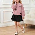 thumbnail image 3 of WXFAZCVU Girls 2 Piece Outfits Bow Long Sleeved Top and Skirt Set Fall Fashion Clothing Size 4 Years, 3 of 4