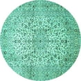 thumbnail image 1 of Ahgly Company Machine Washable Indoor Round Persian Turquoise Blue Traditional Area Rugs, 4' Round, 1 of 4