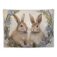 thumbnail image 5 of COMIO Tapestry Easter Bunny with Floral Wreath - Easy Care, Lightweight, Three Sizes Painting, 5 of 6