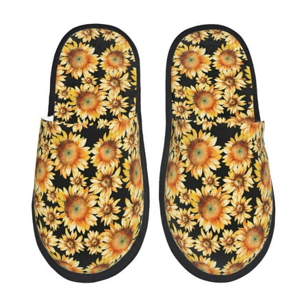 

Qekee Sunflowers 1 print Slippers for Women and Men Fluffy Cute Cozy House Slipper Funny Furry Bedroom Slippers for Women Indoor -Medium