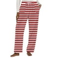 thumbnail image 5 of Women's Fleece Pajama Pants Casual Loose Drawstring Elastic High Waist Straight Leg Comfy Soft Lounge Pant with Pockets (XL, Red), 5 of 7