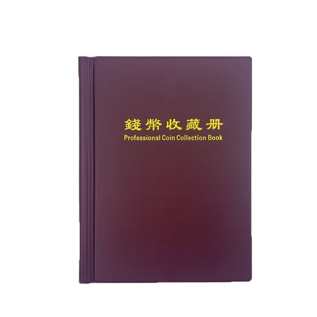 Hogar 52mm 60 bolsillos monedas conmemorativas Mini colección libro de almacenamiento fichas portátiles álbum de sellos organizador de gran Almacenamiento y organización del hogar Rojo oscuro Cateissary HA073866-04
