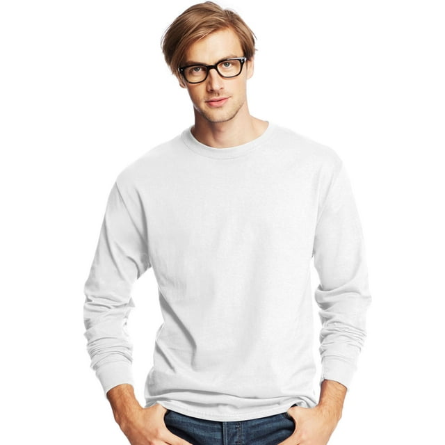 Hanes T-Shirts à Manches Longues Col Rond ComfortSoft pour Hommes, Lot de 4, 2TG, Blanc