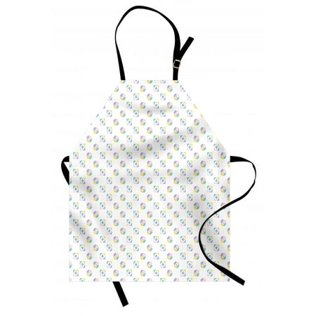 Modern Apron Abstract Geometric Icons Soft Toned Kaleidoscope Forms Motif Design, Unisex Kitchen Bib Apron with Adjustable Neck for Cooking Baking Gardening, Lavender Pink Blue Yellow, by