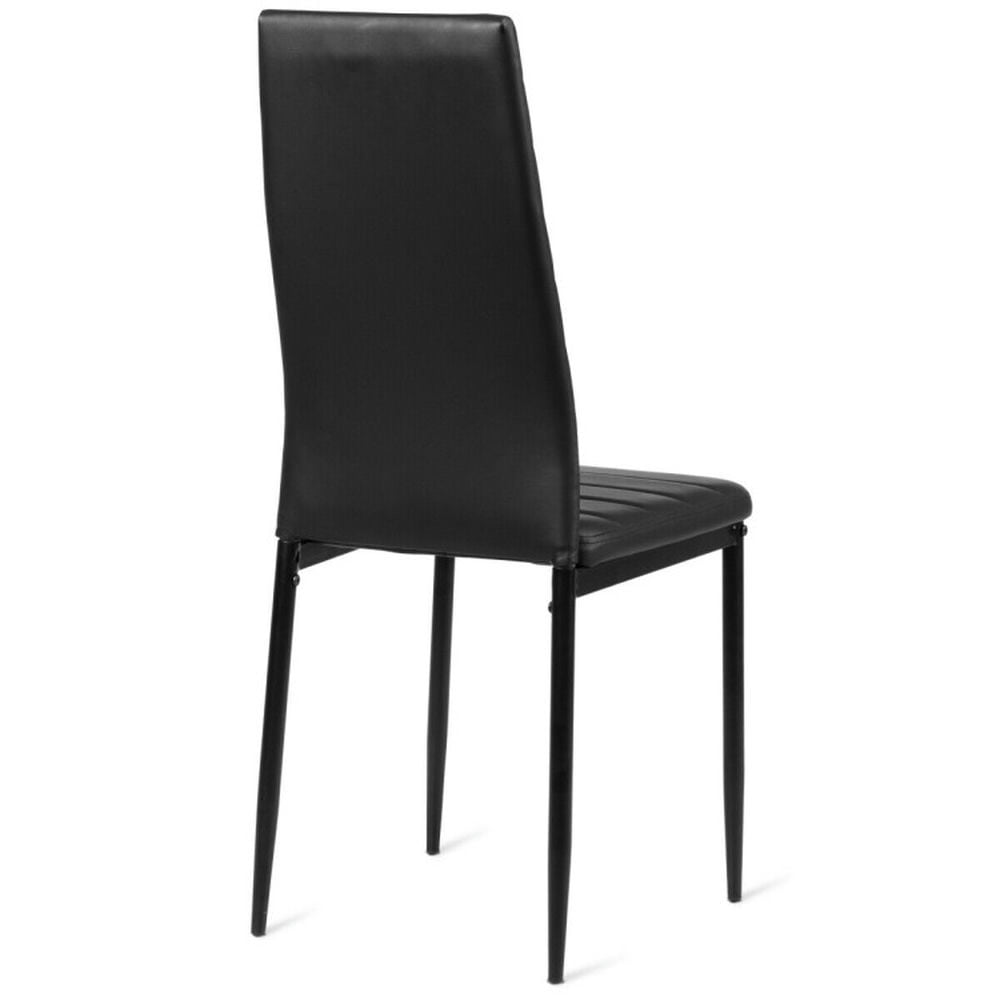 Demi Bonn Set of 6 High Back Dining Chairs with Stackable Space Saving Design for Living Room, Black