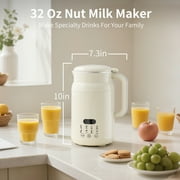TINANA Nut Milk Maker 8-in-1, 32oz Soy, Almond, Oat, Coconut Milk Machine, Automatic Plant-Based Beverage Maker with Delay Start, Keep Warm, Boil Water, Cream