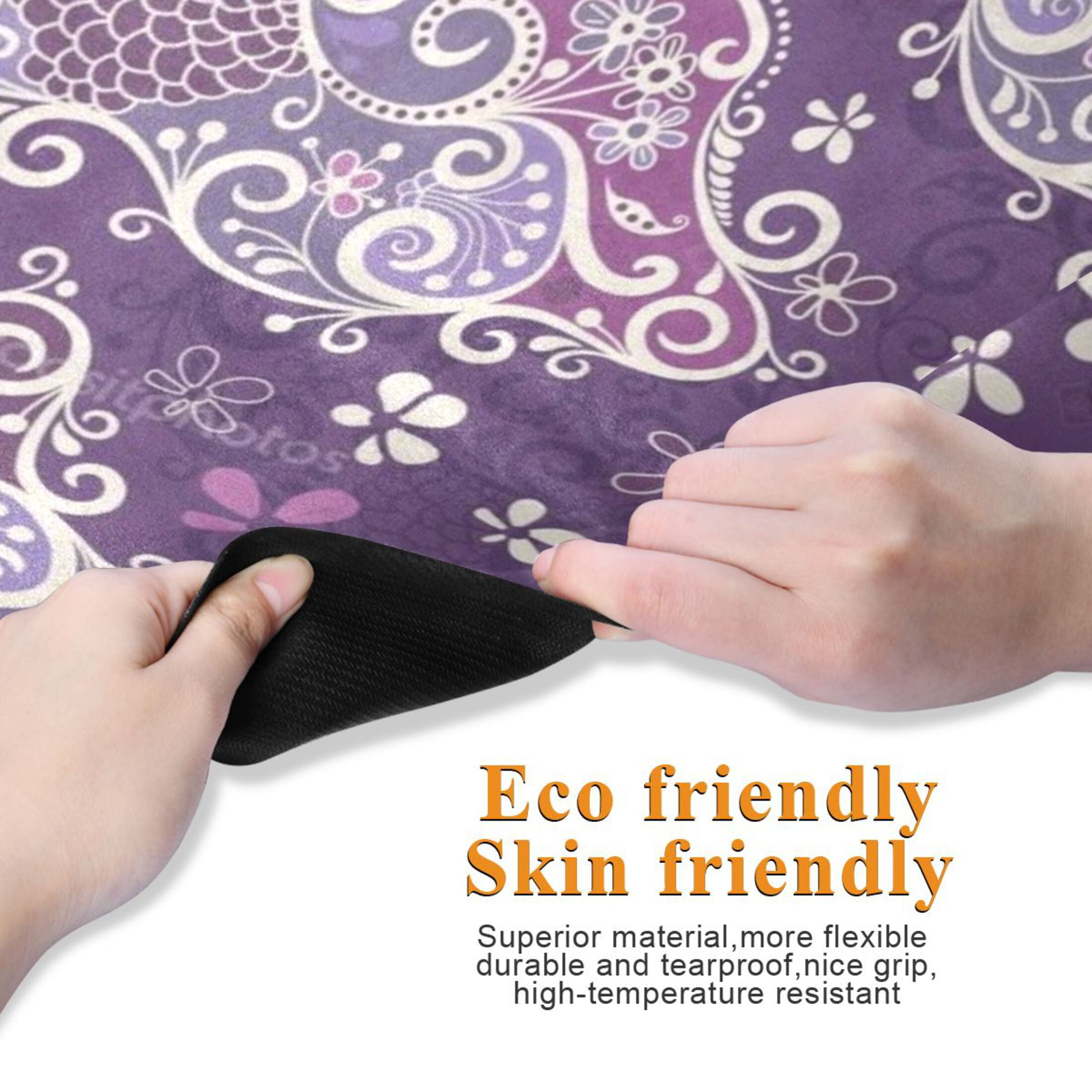 BZSMCE Yoga Mat Women Fitness Mat Purple Paisley Swirl Pattern