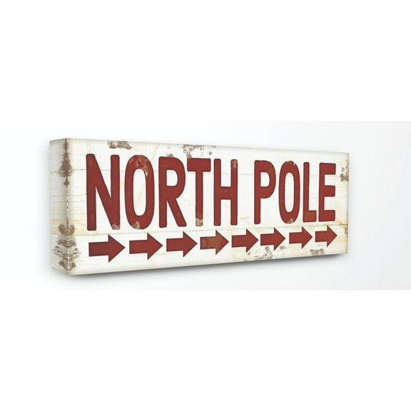 Stupell Industries North Pole Sign Red Christmas Holiday Word DesignCanvas Wall Art By Artist Jennifer Pugh