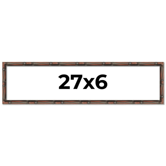 27x6 Frame Brown Bamboo with Dark Coffee/Walnut Finish | Solid Wood Picture Frame Width 0.75 Inches