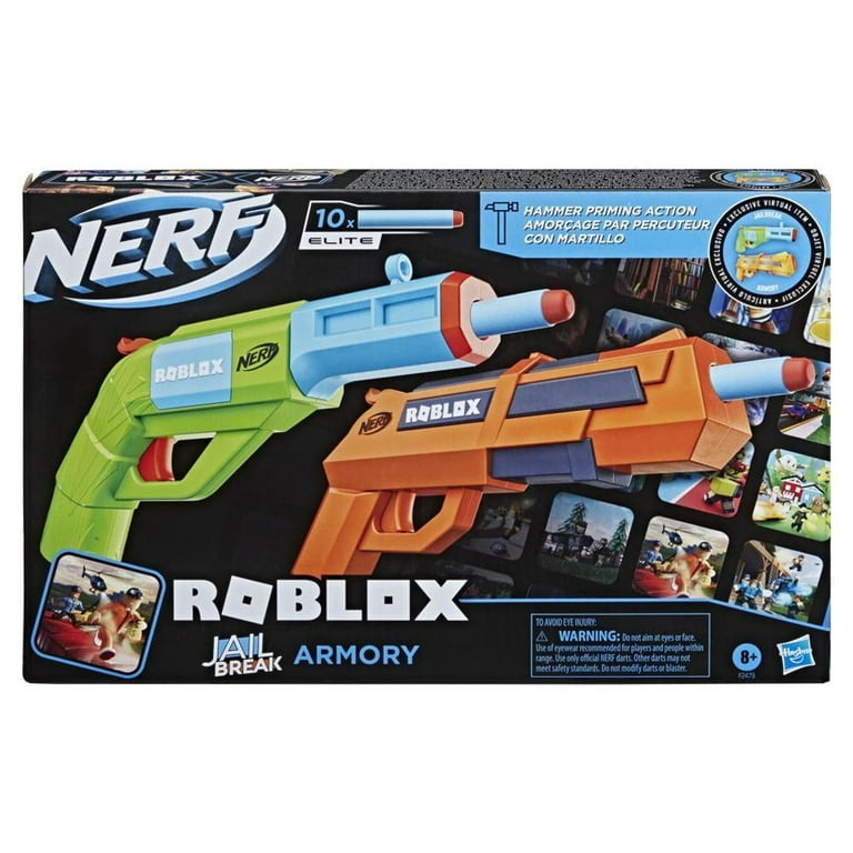 Nerf Roblox Jailbreak: Armory, Includes 2 Hammer-Action Blasters, 10 Nerf  Elite Darts, Code To Unlock In-Game Virtual Item