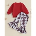 thumbnail image 3 of Suealasg Kids Baby Girls 2Pcs Fall Winter Clothes 1T 2T 3T Toddler Girls Football Outfits Long Sleeve Letter Print Sweatshirt and Elastic Waist Pants Set, 3 of 7