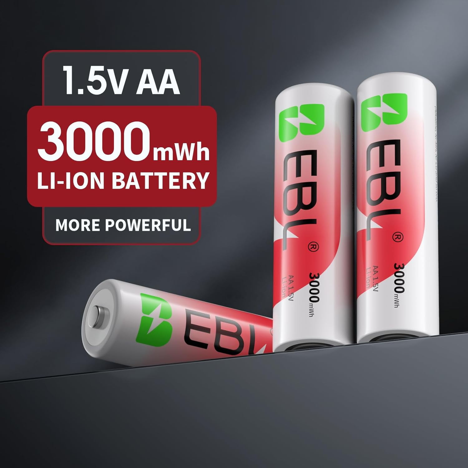 Rechargeable AA Batteries Lithium with Charger 8 Pack 3000mwh 1.5V Constant Voltage Batteries 1600 Cycles Long Lasting Double A Battery for Blink Outdoor Camera