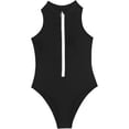 thumbnail image 5 of Tnhcen Women's High Neck Front Zipper One Piece Swimsuit | Nylon Spandex Rash Guard Swimwear with Tummy Control Quick Dry Slim Fit Bathing Suit for Surfing Diving Swimming Pool, 5 of 7