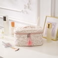 thumbnail image 4 of HUISZJ Floral Makeup Bag, Dustproof Makeup Bag with Zipper, Portable Cosmetic Toiletry Organizer for Work Daily Holiday (Style 1), 4 of 10