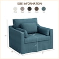thumbnail image 3 of 42" Modern Armchair, Coastal Accent Chair, Deep Seat Slicovered Chair, Chenille Fabric, Blue, 3 of 8