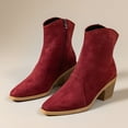 thumbnail image 6 of Wine Women Casual Short Boots With Square Toe Detail And Thick Heel For Everyday Comfort And Slight Lift Perfect For Winter Fall, 6 of 6