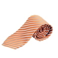 thumbnail image 3 of UMO LORENZO Men's Poly Woven Tie & Wallet Gift Box Set, Orange Striped Tie & Brown Wallet, 3 of 8