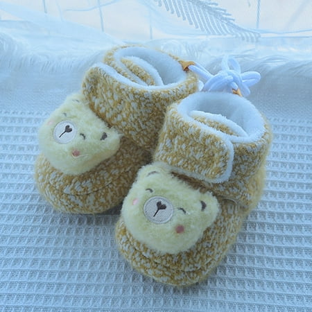 

kpoplk Baby Snow Boots Baby Boots Toddler Shoes Cotton Shoes Plus Velvet Thick Warm Soft Soled Shoes Cute Do Not Fall Before(Yellow)