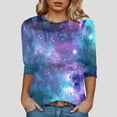 thumbnail image 5 of Towmus Womens Tops Cotton Women's Casual 3/4 Sleeve T-Shirts Round Neck Cute Tunic Tops Basic Tees Blouses Loose Fit Pullover Shirt, 5 of 5