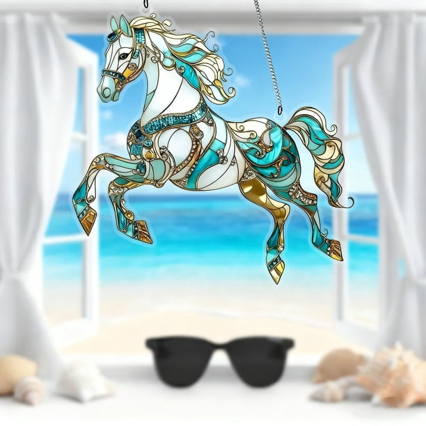 Colgante de Acrílico con Forma de Caballo de Primavera, 20 X 20 Cm, Color Azul, 2D, para Decoración Del Hogar, Centro de Mesa, Regalo para Sala de Estar, Dormitorio y Oficina.