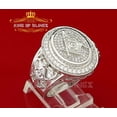 thumbnail image 5 of King of Bling's Sterling Silver White 1.75ct Cubic Zirconia Oval Wide Mason G Men's Ring SZ10, 5 of 10