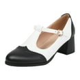 thumbnail image 6 of IUJSOY Heels for Women Vintage Cap Toe T-Strap Dress Pumps Shoes Casual Block Heeled Oxford Shoes, 6 of 7