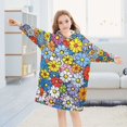 thumbnail image 5 of FORMRS Wearable Blanket Hoodie with Sleeves for Kids Cozy Flannel Sweatshirt, Floral Fiesta, 5 of 7