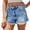 Blue, variant on Women Plus Size Jean Shorts Sexy Stretchy High Waisted Frayed Raw Hem Denim Shorts