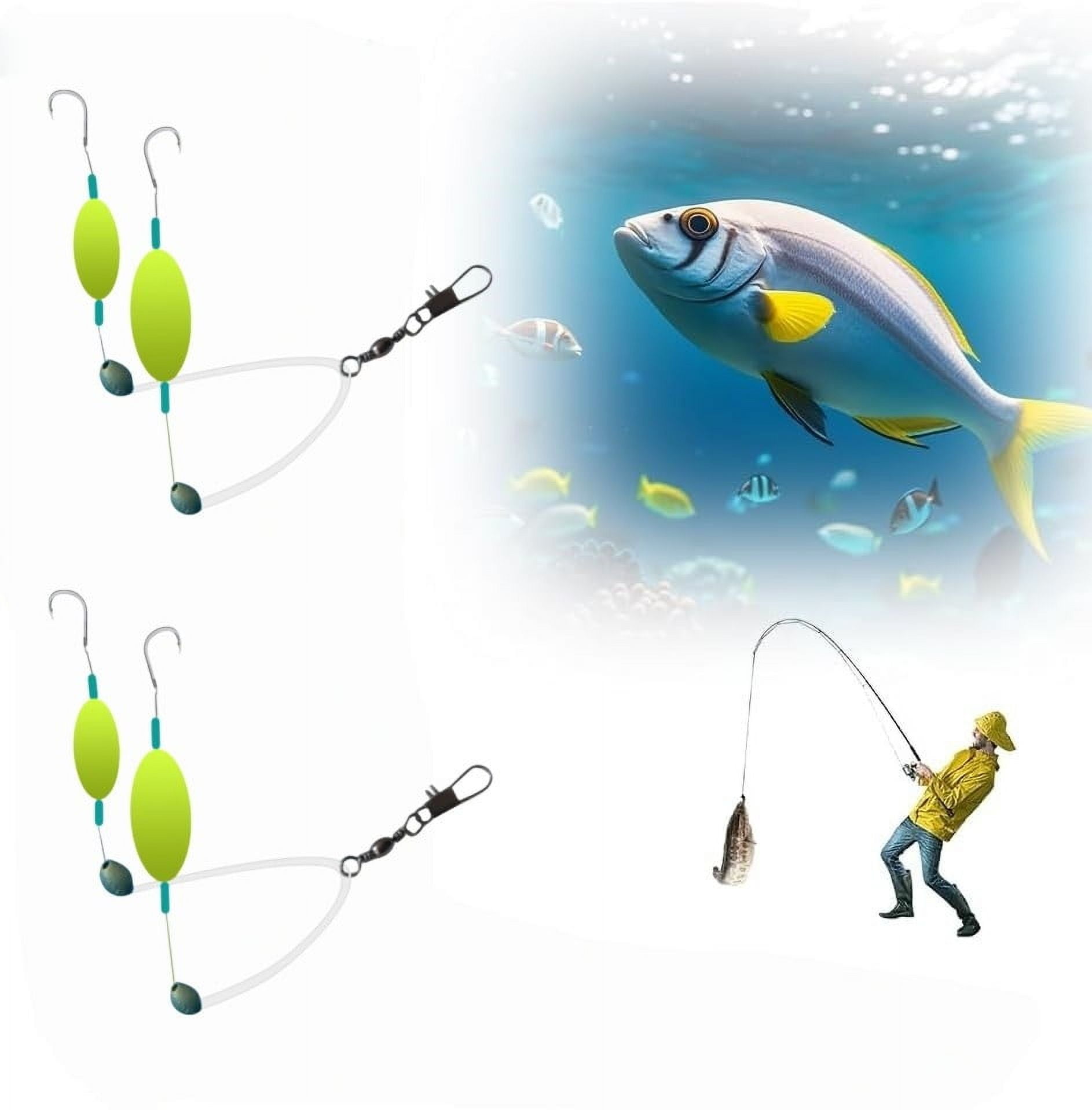 Lot De 6 Hameçons De Pêche Double Avec Ligne De Base Inversée