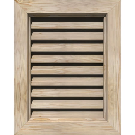 

18 W x 22 H Vertical Gable Vent (23 W x 27 H Frame Size): Primed Functional Smooth Pine Gable Vent w/ Brick Mould Face Frame