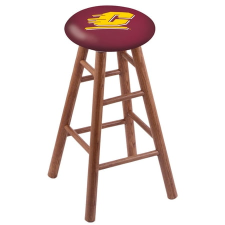 Oak Bar Stool in Medium Finish with Central Michigan Seat by the Holland Bar Stool