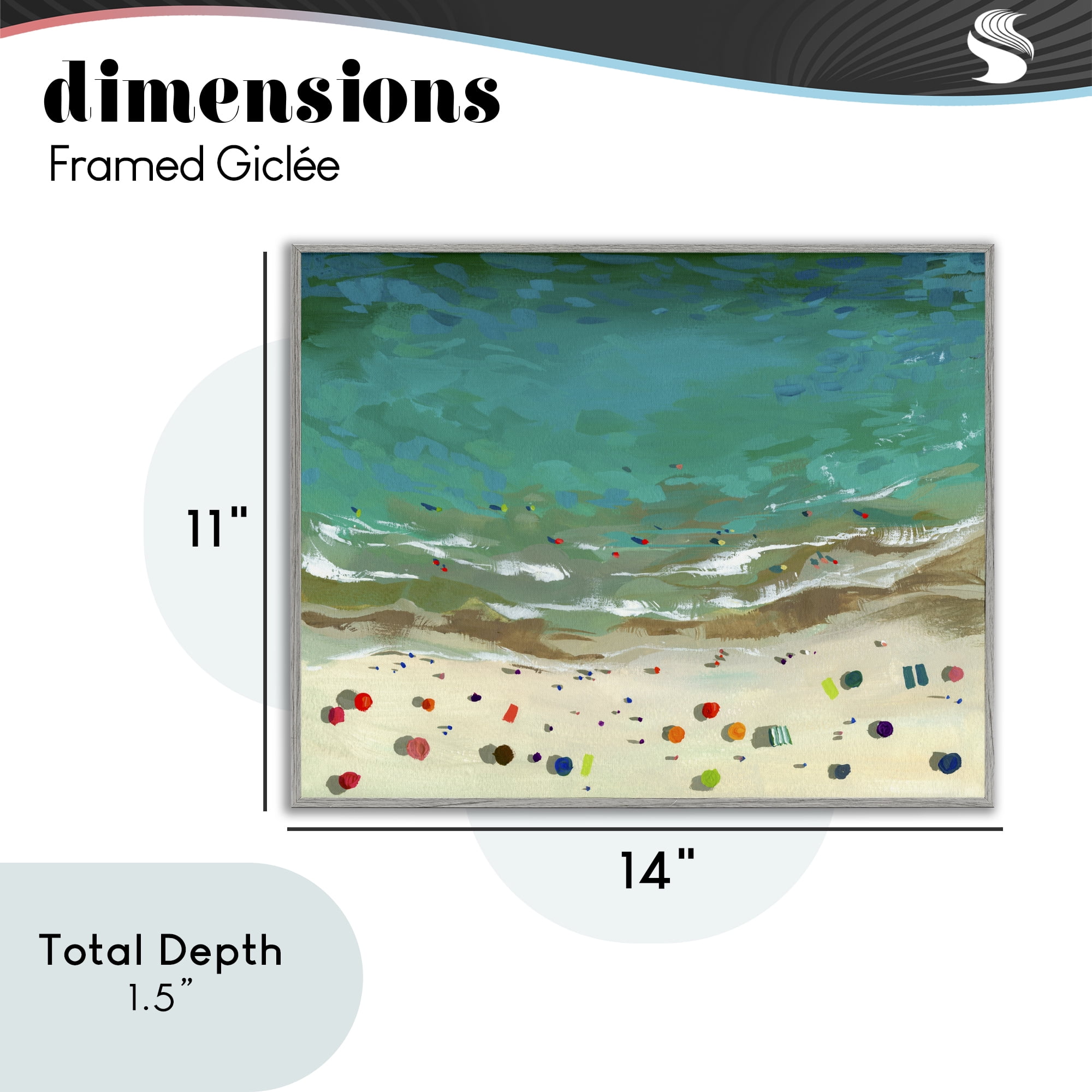 Stupell Industries Aerial Turquoise Shoreline Gray Framed Giclee Art, design by Brook Page