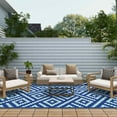 thumbnail image 2 of DEORAB Outdoor Rugs Waterproof Plastic Straw Mat 5'x8' Reversible for RV Patio Deck Beach Royal Blue & Blue Green, 2 of 5