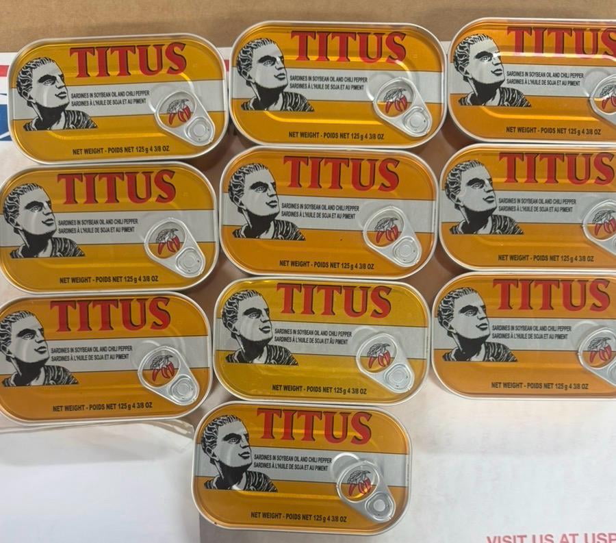 Univer TITUS Meaty Sardines Enveloped in Soybean Oil, Source of Omega-3 Fatty Acids, Pack of 10