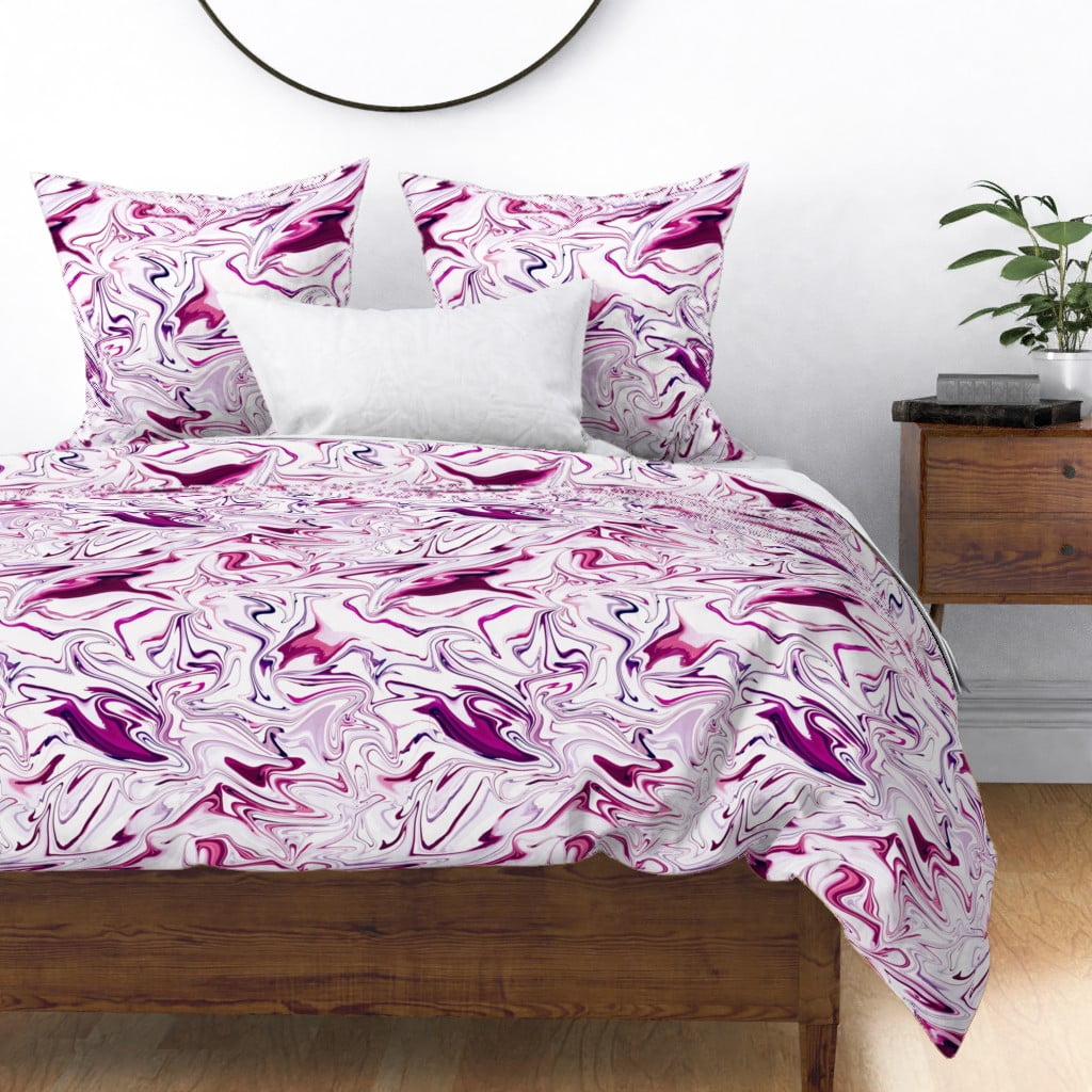 Magenta Magenta Burgandy Marble Marble Magenta Sateen Duvet Cover by