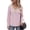 Pink, variant on Women's V Neck Top Long Sleeve Smocked Cuff Blouse Eyelet Lace Trim for Casual Work Outings Relaxed Fit Shirt