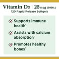 Nature's Bounty Vitamin D3, 1000IU, High Potency, 120 Softgels, Pack of